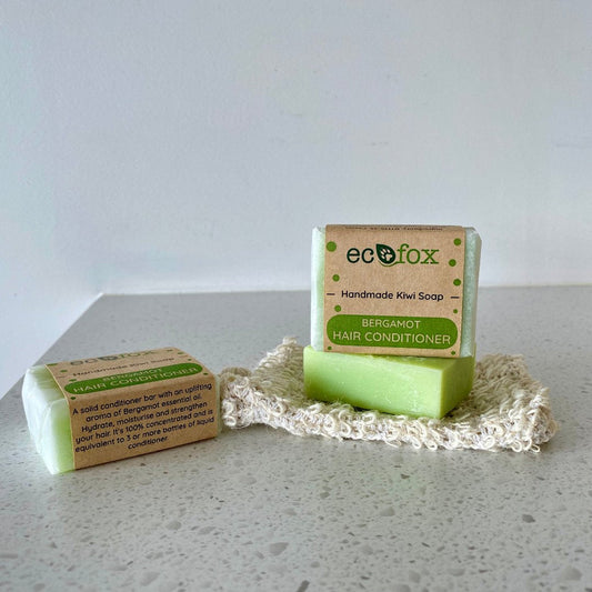 Eco Fox Natural Handmade Conditioner Bar Enriched with Bergamot Essential Oil for Silky, Smooth Hair Care.