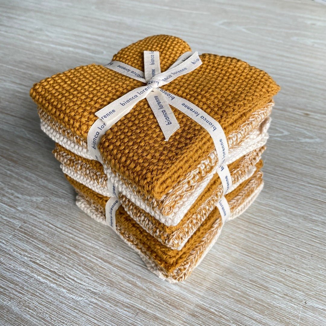 Knitted washcloths made from 100% cotton